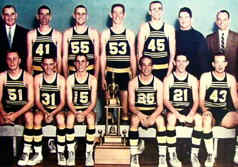 Pictured is the 1958 Crawfordsville Boys Basketball team that was the state-runner ups. Haslam is pictured wearing No. 15